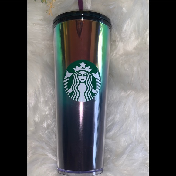 Starbucks Oil Slick Rainbow Cup Iridescent Tumbler Cold Cup Venti 24oz New 2021 - Picture 6 of 16